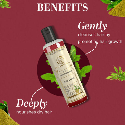Khadi Naturals Herbal Heena Tulsi Shampoo 210ml